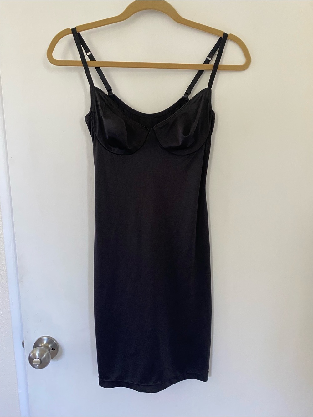 Victoria's Secret Vintage Gold Label Black Satin Underwire Slip Dress 36C